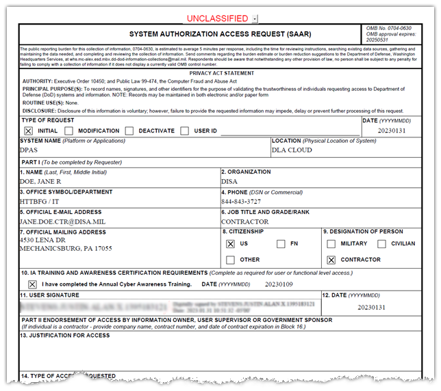 Dd Form 2875 Information And Instructions