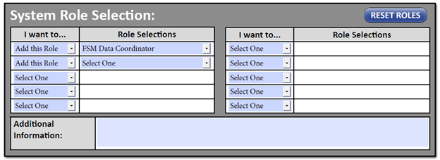 Section Four of FSM Role Request Form