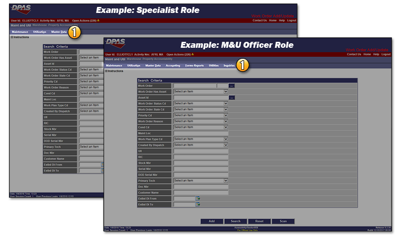 Role Differences in Maintenance and Utilization Module