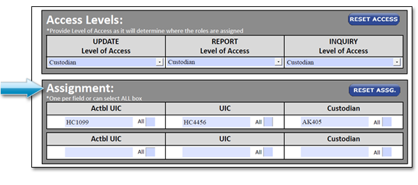 Section Three Sample of PA Roles Request Form