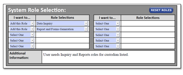 Section Four of PA Role Request Form