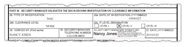 DD Form 2875 Security Officer Section